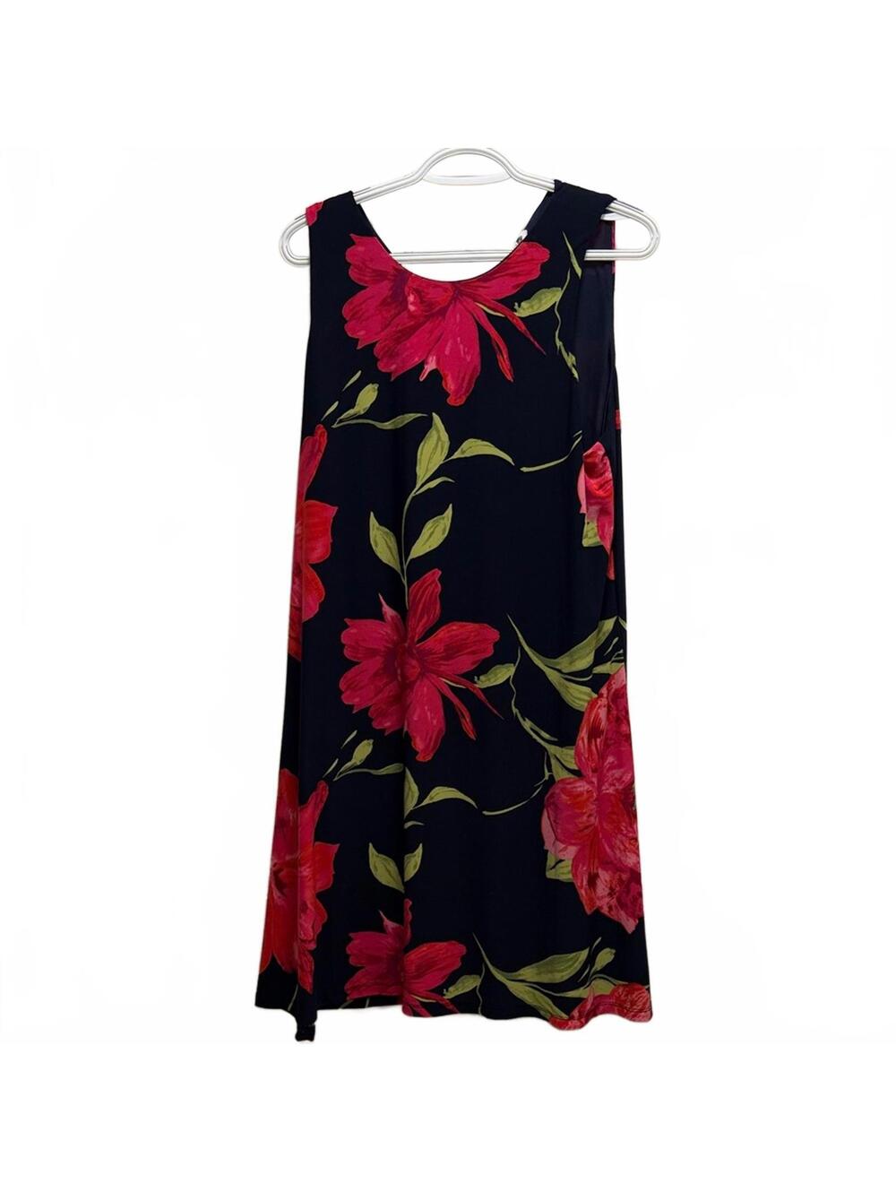 Anne Klein Floral Sleeveless Dress - Black and Pink